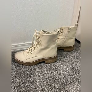 Cream Zipper Boots